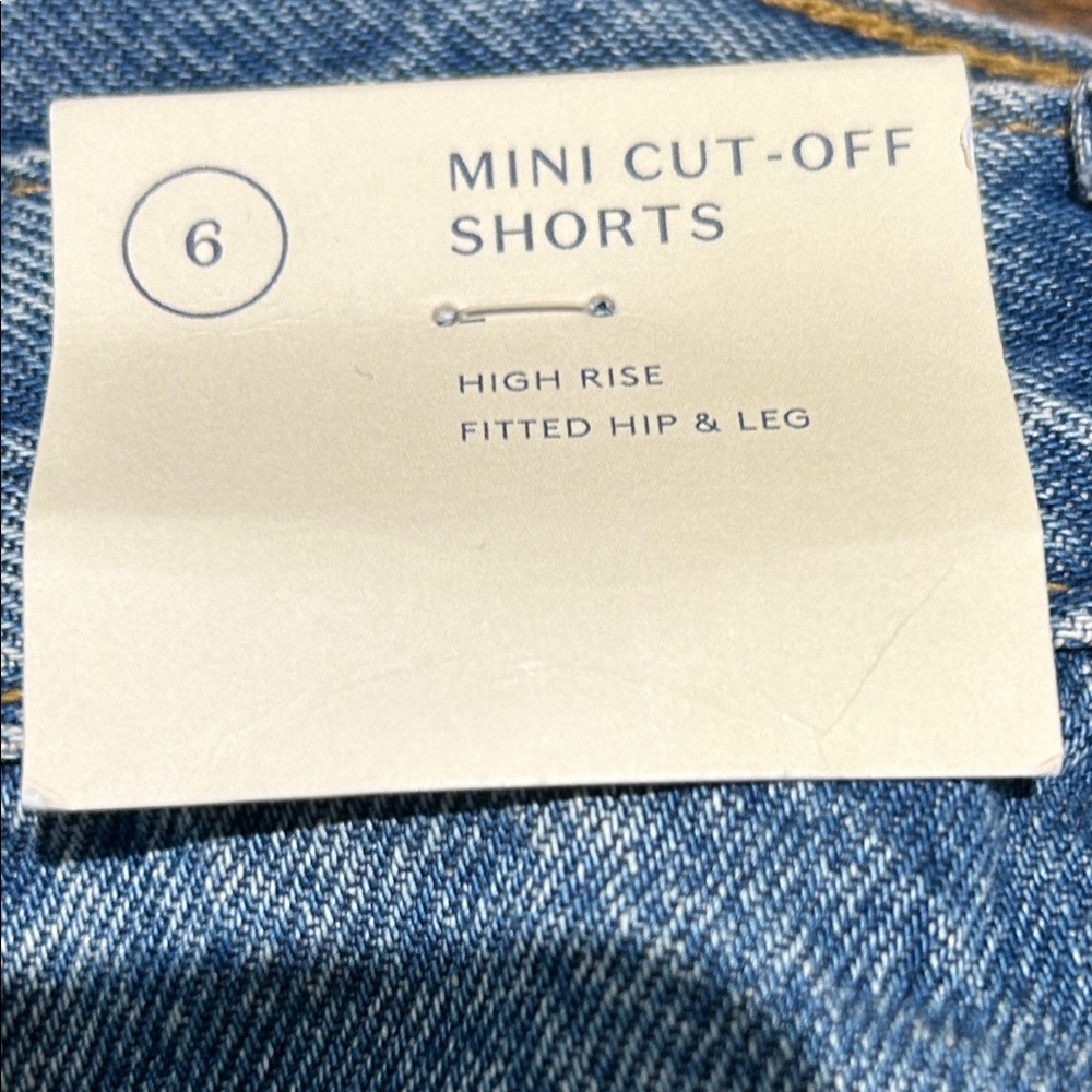 High rise Mini Cut Off Classic Blue Denim Women's Shorts - Picture 4 of 4